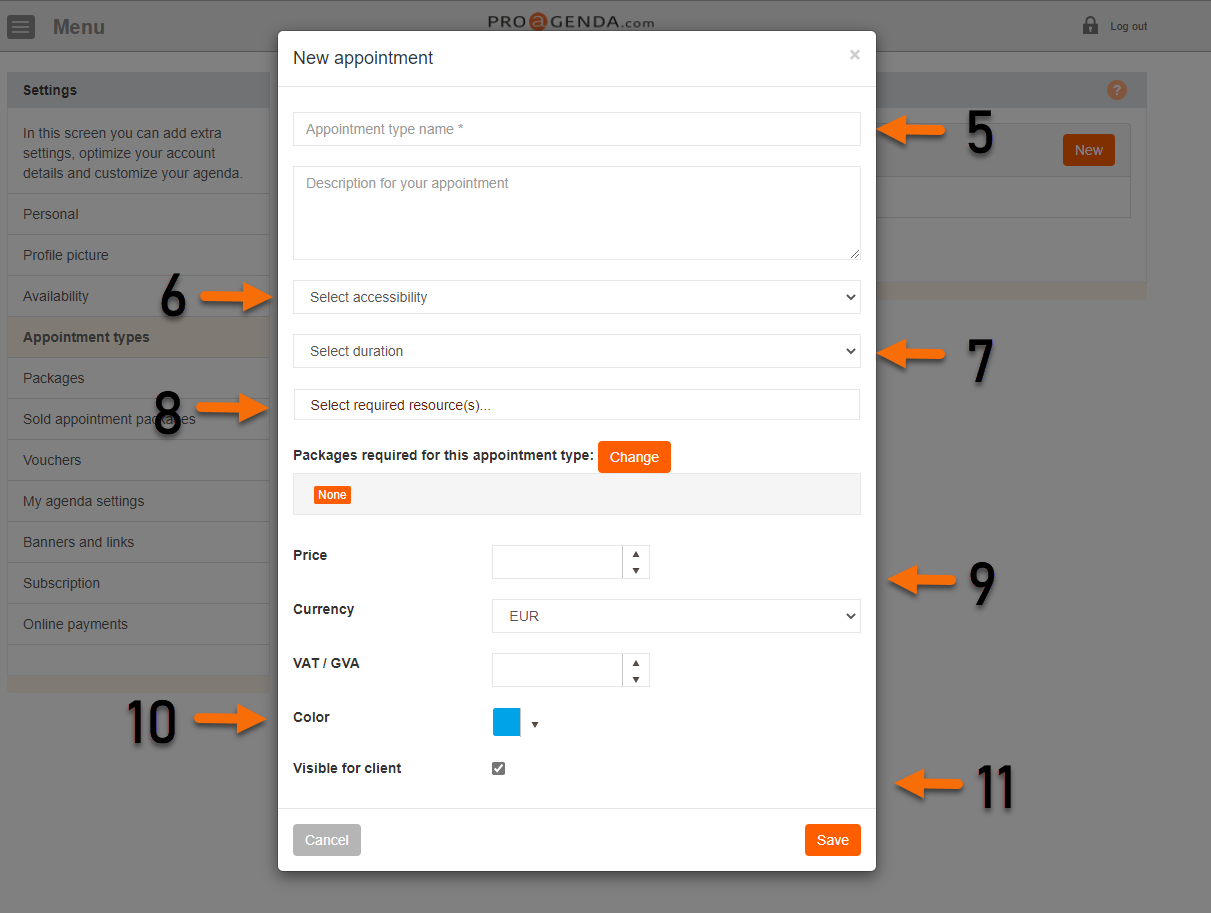 How do I set up appointment types?