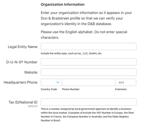 apple organization info