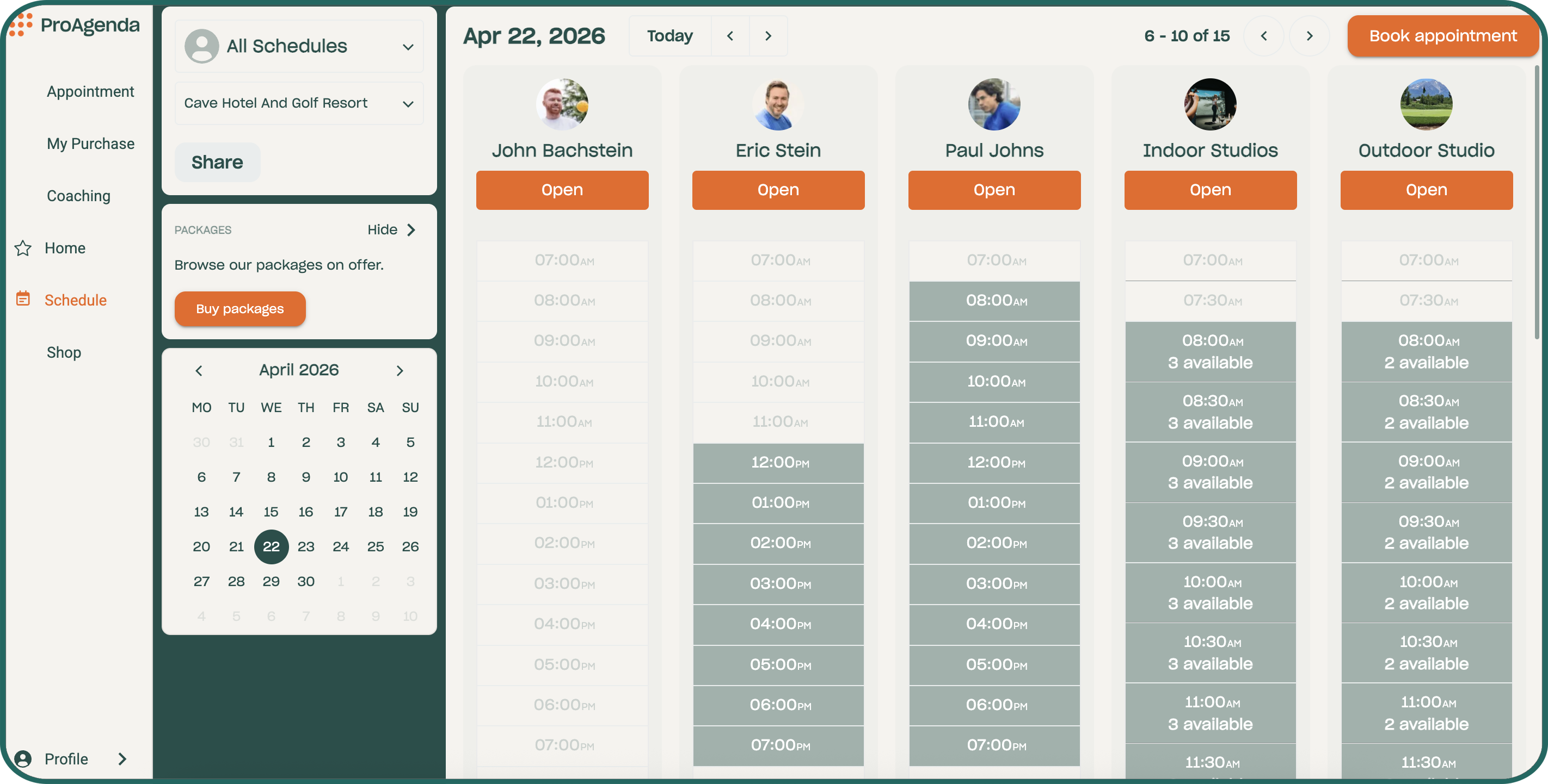 client interface proagenda desktop